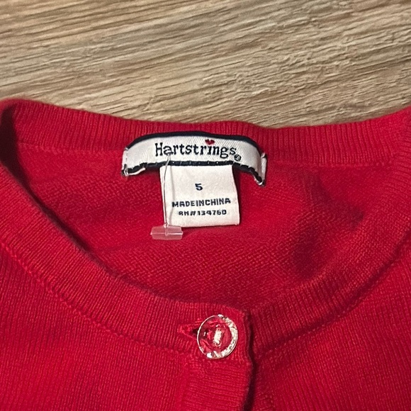 Red Cardigan with Pearl Accents - Picture 2 of 5